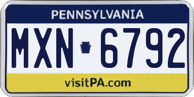 PA license plate MXN6792