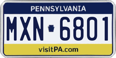 PA license plate MXN6801