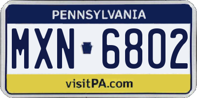 PA license plate MXN6802