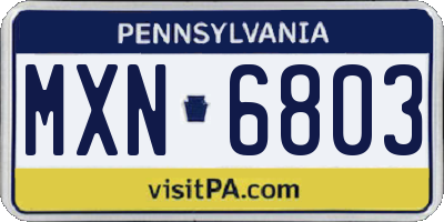 PA license plate MXN6803