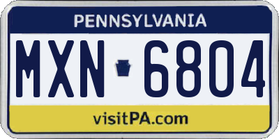 PA license plate MXN6804