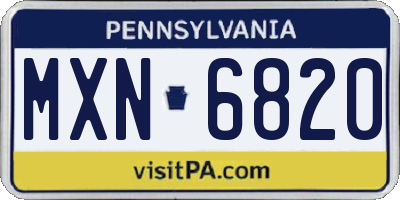 PA license plate MXN6820