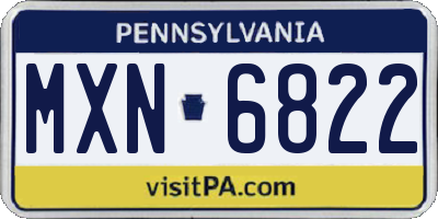 PA license plate MXN6822