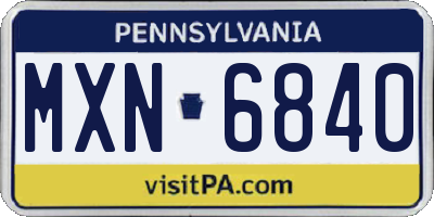 PA license plate MXN6840