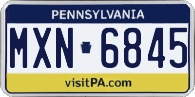 PA license plate MXN6845