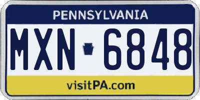 PA license plate MXN6848