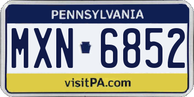 PA license plate MXN6852