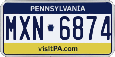 PA license plate MXN6874