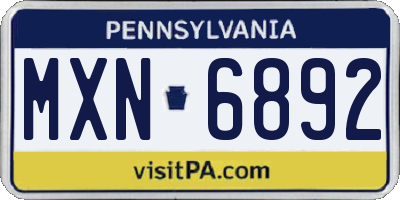 PA license plate MXN6892