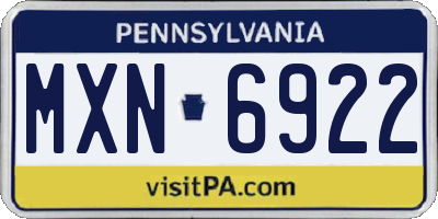 PA license plate MXN6922