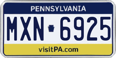 PA license plate MXN6925
