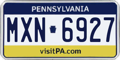 PA license plate MXN6927
