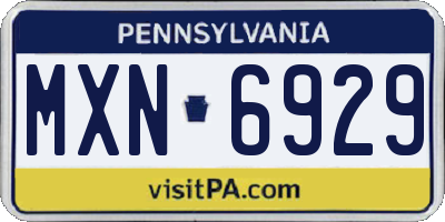 PA license plate MXN6929