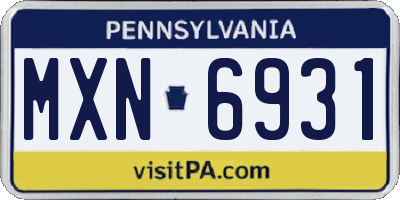 PA license plate MXN6931