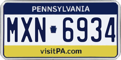 PA license plate MXN6934