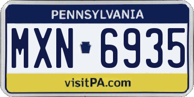 PA license plate MXN6935