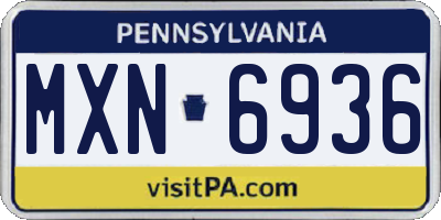 PA license plate MXN6936