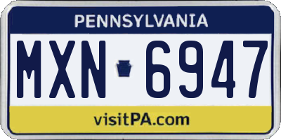 PA license plate MXN6947