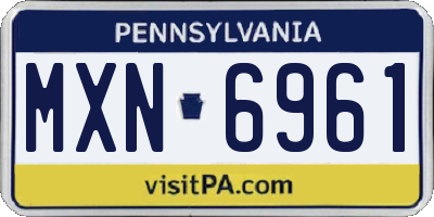 PA license plate MXN6961