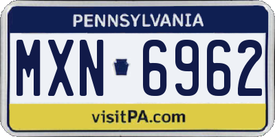 PA license plate MXN6962