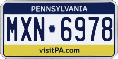 PA license plate MXN6978