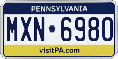 PA license plate MXN6980