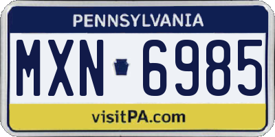 PA license plate MXN6985