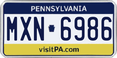 PA license plate MXN6986