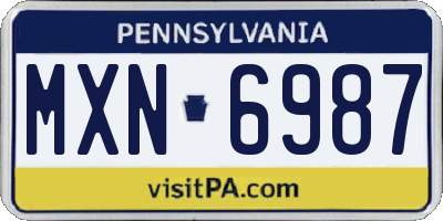 PA license plate MXN6987
