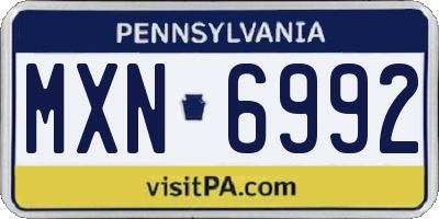 PA license plate MXN6992