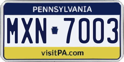 PA license plate MXN7003