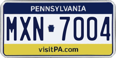 PA license plate MXN7004