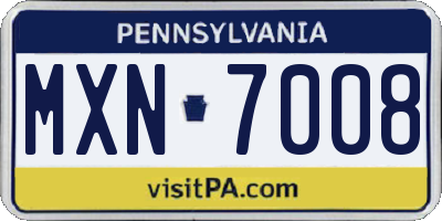 PA license plate MXN7008