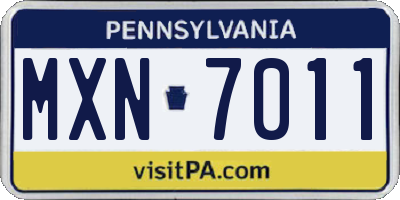 PA license plate MXN7011