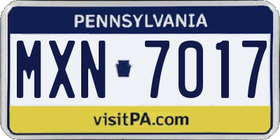 PA license plate MXN7017