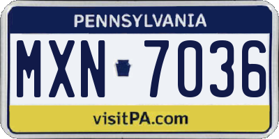 PA license plate MXN7036