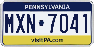 PA license plate MXN7041