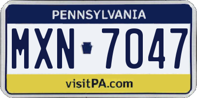 PA license plate MXN7047