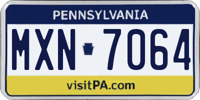 PA license plate MXN7064