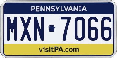 PA license plate MXN7066