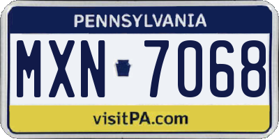 PA license plate MXN7068
