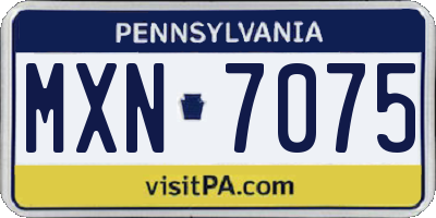PA license plate MXN7075