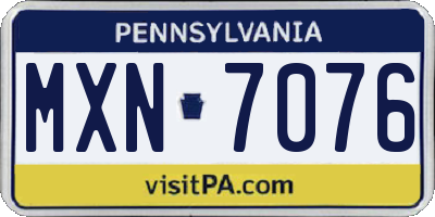 PA license plate MXN7076
