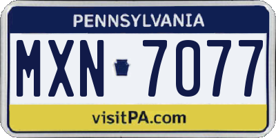 PA license plate MXN7077