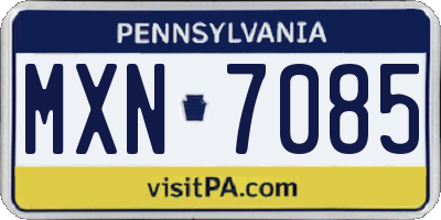 PA license plate MXN7085