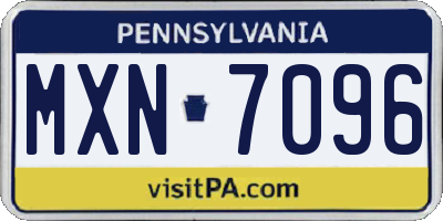 PA license plate MXN7096