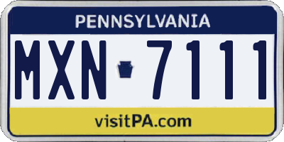 PA license plate MXN7111