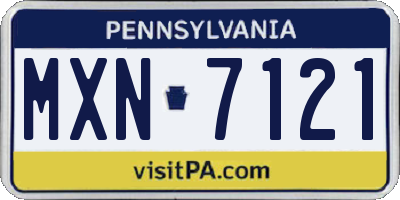 PA license plate MXN7121