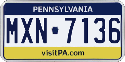 PA license plate MXN7136
