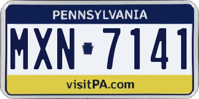PA license plate MXN7141